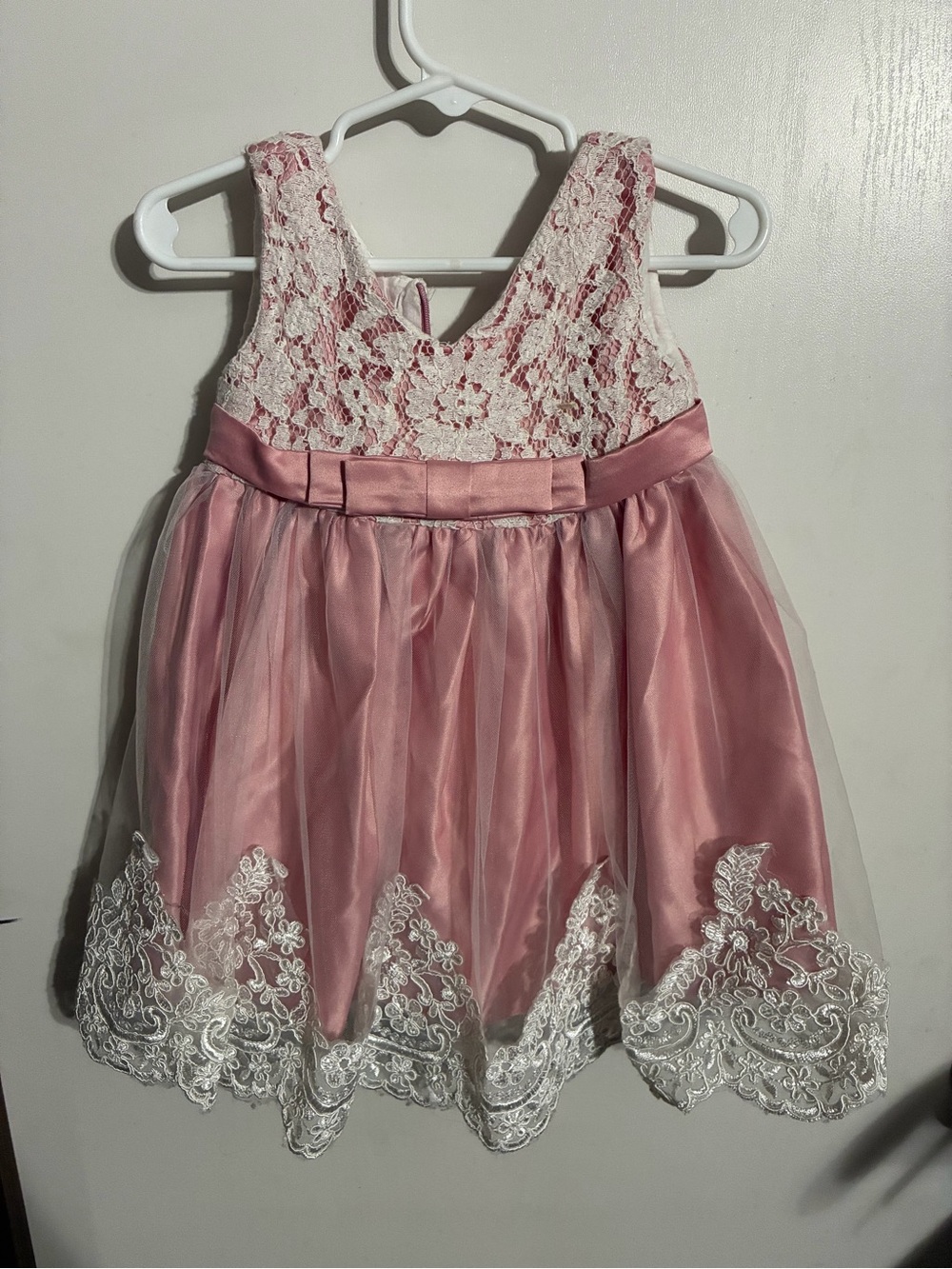 Girls Pink Lace Tulle Party Dress